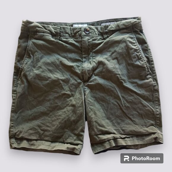 Army Green Goodfellow & Co Every Wear Cotton Cargo Shorts Striped Pocket Lining - Picture 1 of 3